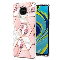 Pink Flower Marble Electroplating Protective Case Cover for Xiaomi Redmi Note 9s / Note9 Pro / Note 9 Pro Max