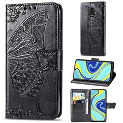 Embossing Mandala Flower Butterfly Leather Wallet Case for Xiaomi Redmi Note 9s / Note9 Pro / Note 9 Pro Max - Black