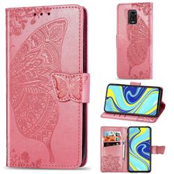 Embossing Mandala Flower Butterfly Leather Wallet Case for Xiaomi Redmi Note 9s / Note9 Pro / Note 9 Pro Max - Pink