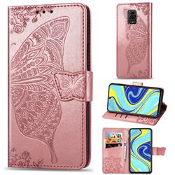 Embossing Mandala Flower Butterfly Leather Wallet Case for Xiaomi Redmi Note 9s / Note9 Pro / Note 9 Pro Max - Rose Gold