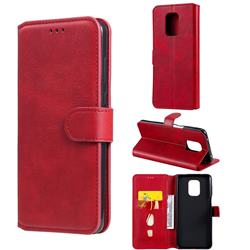 Retro Calf Matte Leather Wallet Phone Case for Xiaomi Redmi Note 9s / Note9 Pro / Note 9 Pro Max - Red
