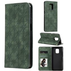 Intricate Embossing Four Leaf Clover Leather Wallet Case for Xiaomi Redmi Note 9s / Note9 Pro / Note 9 Pro Max - Blackish Green