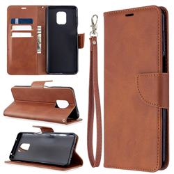 Classic Sheepskin PU Leather Phone Wallet Case for Xiaomi Redmi Note 9s / Note9 Pro / Note 9 Pro Max - Brown