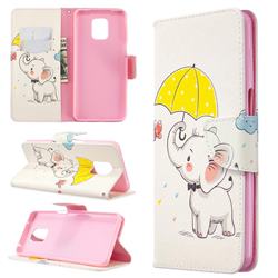 Umbrella Elephant Leather Wallet Case for Xiaomi Redmi Note 9s / Note9 Pro / Note 9 Pro Max