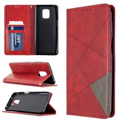 Prismatic Slim Magnetic Sucking Stitching Wallet Flip Cover for Xiaomi Redmi Note 9s / Note9 Pro / Note 9 Pro Max - Red