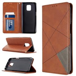 Prismatic Slim Magnetic Sucking Stitching Wallet Flip Cover for Xiaomi Redmi Note 9s / Note9 Pro / Note 9 Pro Max - Brown