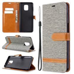 Jeans Cowboy Denim Leather Wallet Case for Xiaomi Redmi Note 9s / Note9 Pro / Note 9 Pro Max - Gray