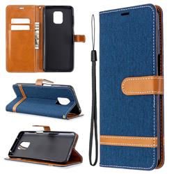 Jeans Cowboy Denim Leather Wallet Case for Xiaomi Redmi Note 9s / Note9 Pro / Note 9 Pro Max - Dark Blue