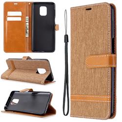 Jeans Cowboy Denim Leather Wallet Case for Xiaomi Redmi Note 9s / Note9 Pro / Note 9 Pro Max - Brown