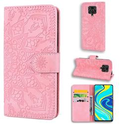 Retro Embossing Mandala Flower Leather Wallet Case for Xiaomi Redmi Note 9s / Note9 Pro / Note 9 Pro Max - Pink