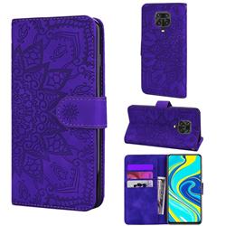 Retro Embossing Mandala Flower Leather Wallet Case for Xiaomi Redmi Note 9s / Note9 Pro / Note 9 Pro Max - Purple