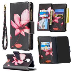 Lotus Flower Binfen Color BF03 Retro Zipper Leather Wallet Phone Case for Xiaomi Redmi Note 9s / Note9 Pro / Note 9 Pro Max