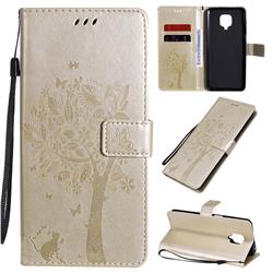 Embossing Butterfly Tree Leather Wallet Case for Xiaomi Redmi Note 9s / Note9 Pro / Note 9 Pro Max - Champagne