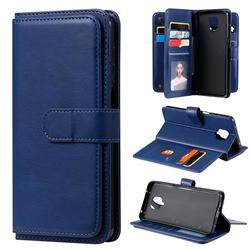 Multi-function Ten Card Slots and Photo Frame PU Leather Wallet Phone Case Cover for Xiaomi Redmi Note 9s / Note9 Pro / Note 9 Pro Max - Dark Blue