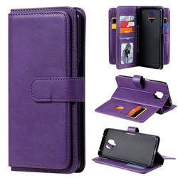Multi-function Ten Card Slots and Photo Frame PU Leather Wallet Phone Case Cover for Xiaomi Redmi Note 9s / Note9 Pro / Note 9 Pro Max - Violet