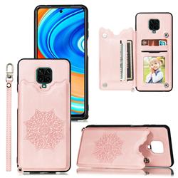 Luxury Mandala Multi-function Magnetic Card Slots Stand Leather Back Cover for Xiaomi Redmi Note 9s / Note9 Pro / Note 9 Pro Max - Rose Gold