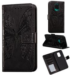Intricate Embossing Vivid Butterfly Leather Wallet Case for Xiaomi Redmi Note 9s / Note9 Pro / Note 9 Pro Max - Black