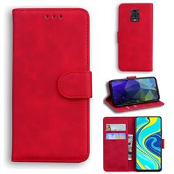 Retro Classic Skin Feel Leather Wallet Phone Case for Xiaomi Redmi Note 9s / Note9 Pro / Note 9 Pro Max - Red