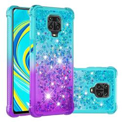 Rainbow Gradient Liquid Glitter Quicksand Sequins Phone Case for Xiaomi Redmi Note 9s / Note9 Pro / Note 9 Pro Max - Blue Purple