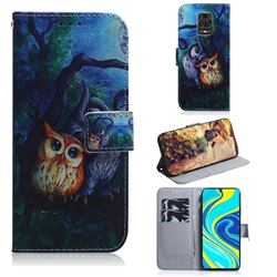 Oil Painting Owl PU Leather Wallet Case for Xiaomi Redmi Note 9s / Note9 Pro / Note 9 Pro Max