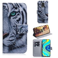 White Tiger PU Leather Wallet Case for Xiaomi Redmi Note 9s / Note9 Pro / Note 9 Pro Max
