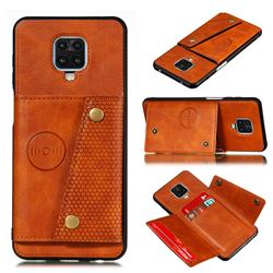 Retro Multifunction Card Slots Stand Leather Coated Phone Back Cover for Xiaomi Redmi Note 9s / Note9 Pro / Note 9 Pro Max - Brown