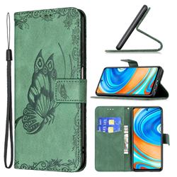 Binfen Color Imprint Vivid Butterfly Leather Wallet Case for Xiaomi Redmi Note 9s / Note9 Pro / Note 9 Pro Max - Green