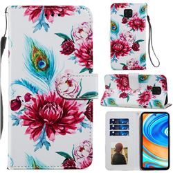 Peacock Flower Smooth Leather Phone Wallet Case for Xiaomi Redmi Note 9s / Note9 Pro / Note 9 Pro Max