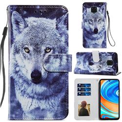 White Wolf Smooth Leather Phone Wallet Case for Xiaomi Redmi Note 9s / Note9 Pro / Note 9 Pro Max