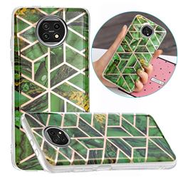 Green Rhombus Galvanized Rose Gold Marble Phone Back Cover for Xiaomi Redmi Note 9T