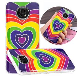 Rainbow Heart Painted Galvanized Electroplating Soft Phone Case Cover for Xiaomi Redmi Note 9T