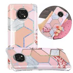 Pink Marble Painted Galvanized Electroplating Soft Phone Case Cover for Xiaomi Redmi Note 9T