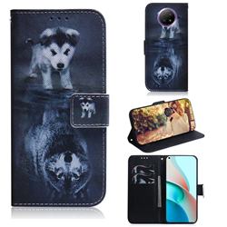 Wolf and Dog PU Leather Wallet Case for Xiaomi Redmi Note 9T
