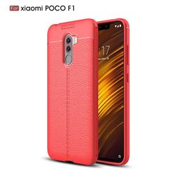 Luxury Auto Focus Litchi Texture Silicone TPU Back Cover for Mi Xiaomi Pocophone F1 - Red