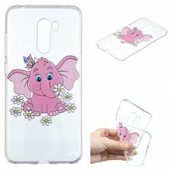 Tiny Pink Elephant Clear Varnish Soft Phone Back Cover for Mi Xiaomi Pocophone F1