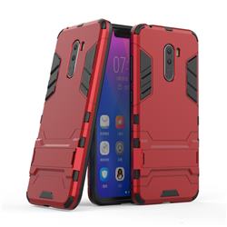 Armor Premium Tactical Grip Kickstand Shockproof Dual Layer Rugged Hard Cover for Mi Xiaomi Pocophone F1 - Wine Red