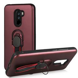 Raytheon Multi-function Ribbon Stand Back Cover for Mi Xiaomi Pocophone F1 - Wine Red