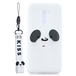 White Feather Panda Soft Kiss Candy Hand Strap Silicone Case for Mi Xiaomi Pocophone F1