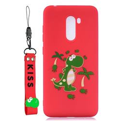 Red Dinosaur Soft Kiss Candy Hand Strap Silicone Case for Mi Xiaomi Pocophone F1
