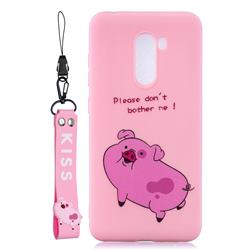 Pink Cute Pig Soft Kiss Candy Hand Strap Silicone Case for Mi Xiaomi Pocophone F1