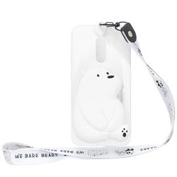 White Polar Bear Neck Lanyard Zipper Wallet Silicone Case for Mi Xiaomi Pocophone F1