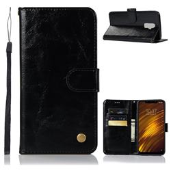 Luxury Retro Leather Wallet Case for Mi Xiaomi Pocophone F1 - Black