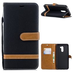 Jeans Cowboy Denim Leather Wallet Case for Mi Xiaomi Pocophone F1 - Black