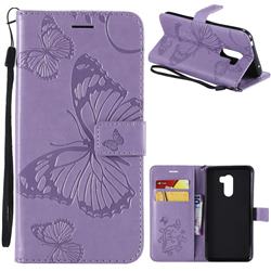 Embossing 3D Butterfly Leather Wallet Case for Mi Xiaomi Pocophone F1 - Purple