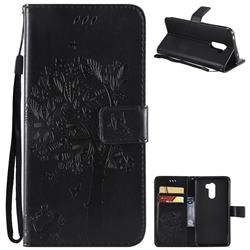 Embossing Butterfly Tree Leather Wallet Case for Mi Xiaomi Pocophone F1 - Black