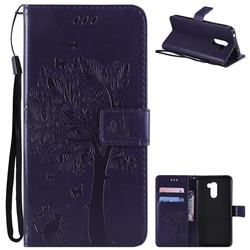 Embossing Butterfly Tree Leather Wallet Case for Mi Xiaomi Pocophone F1 - Purple
