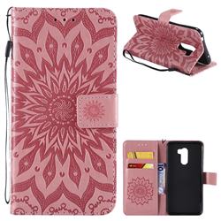 Embossing Sunflower Leather Wallet Case for Mi Xiaomi Pocophone F1 - Pink