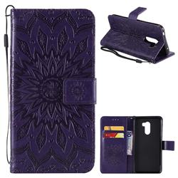 Embossing Sunflower Leather Wallet Case for Mi Xiaomi Pocophone F1 - Purple