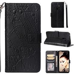 Embossing Fireworks Elephant Leather Wallet Case for Mi Xiaomi Pocophone F1 - Black