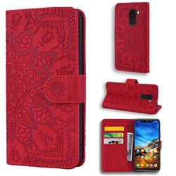 Retro Embossing Mandala Flower Leather Wallet Case for Mi Xiaomi Pocophone F1 - Red